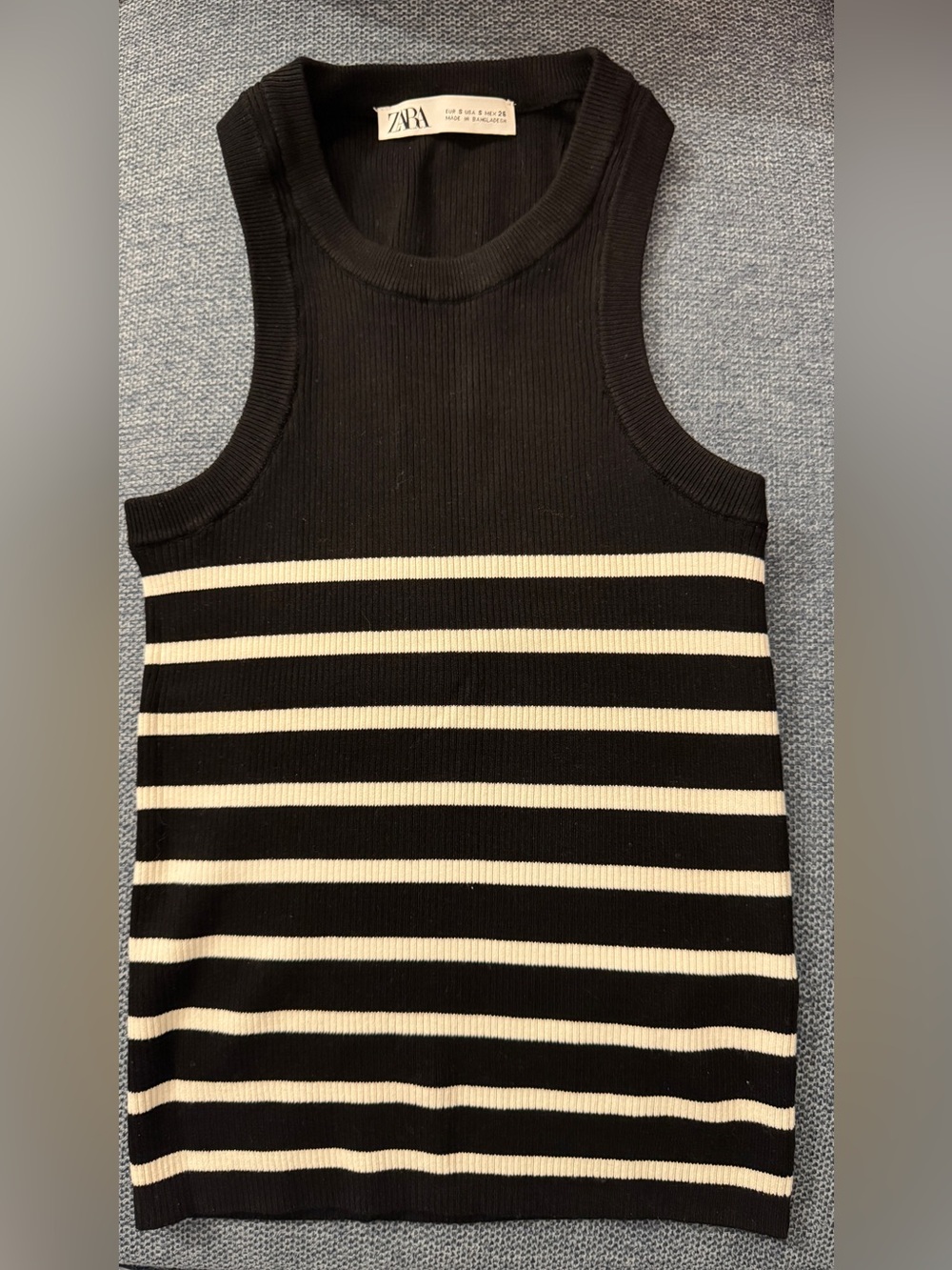 Zara Black Ribbed Sleeveless Tank